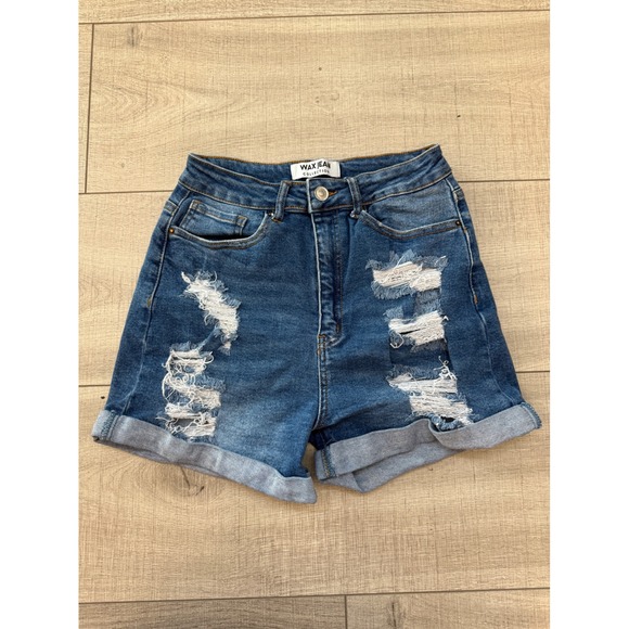Wax Jean Pants - Wax Jean Collection Women Wash Distressed High Waisted Denim Shorts Size M